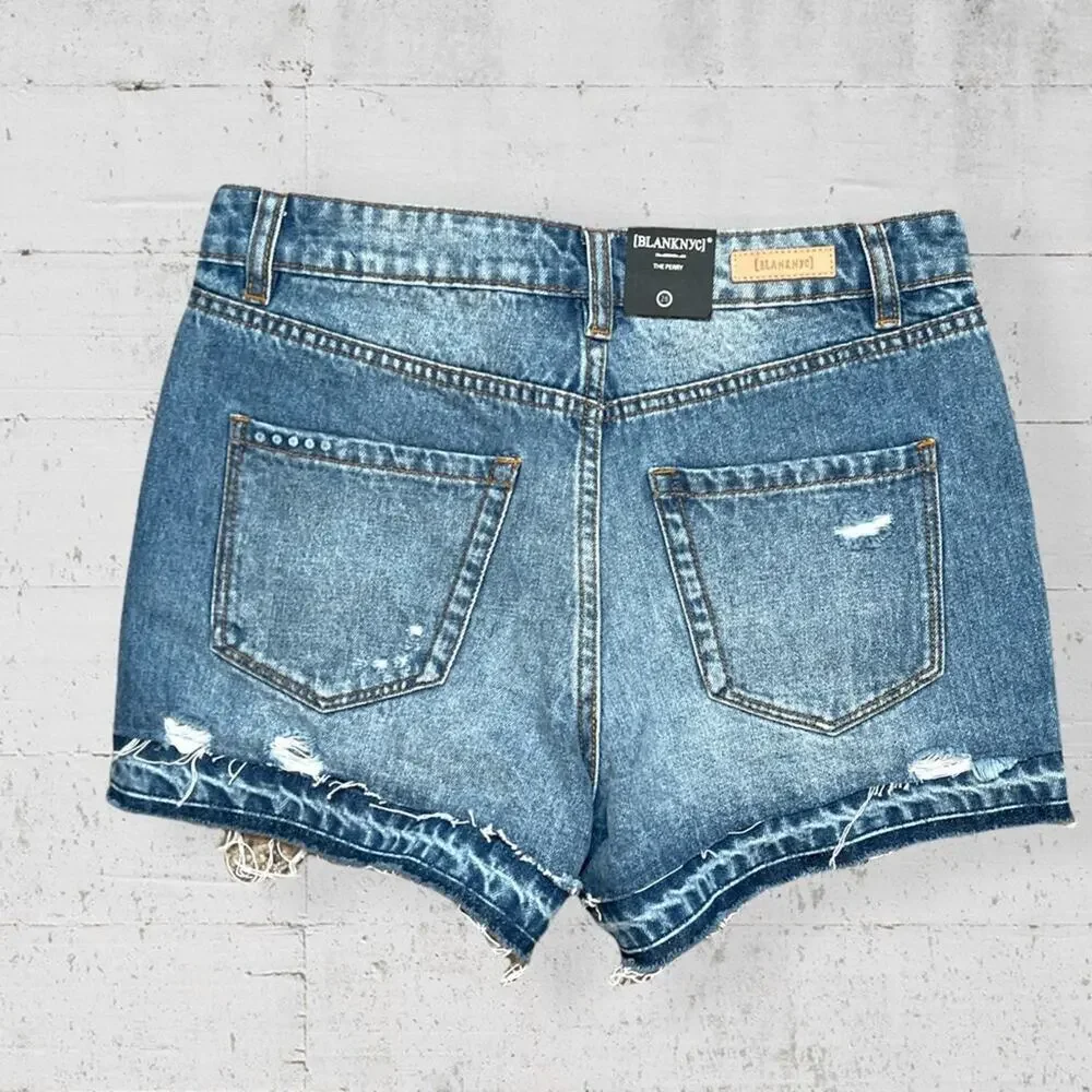 NWT BLANKNYC Patchwork Ikat Distressed Denim Cutoff Shorts 26 Boho Festival